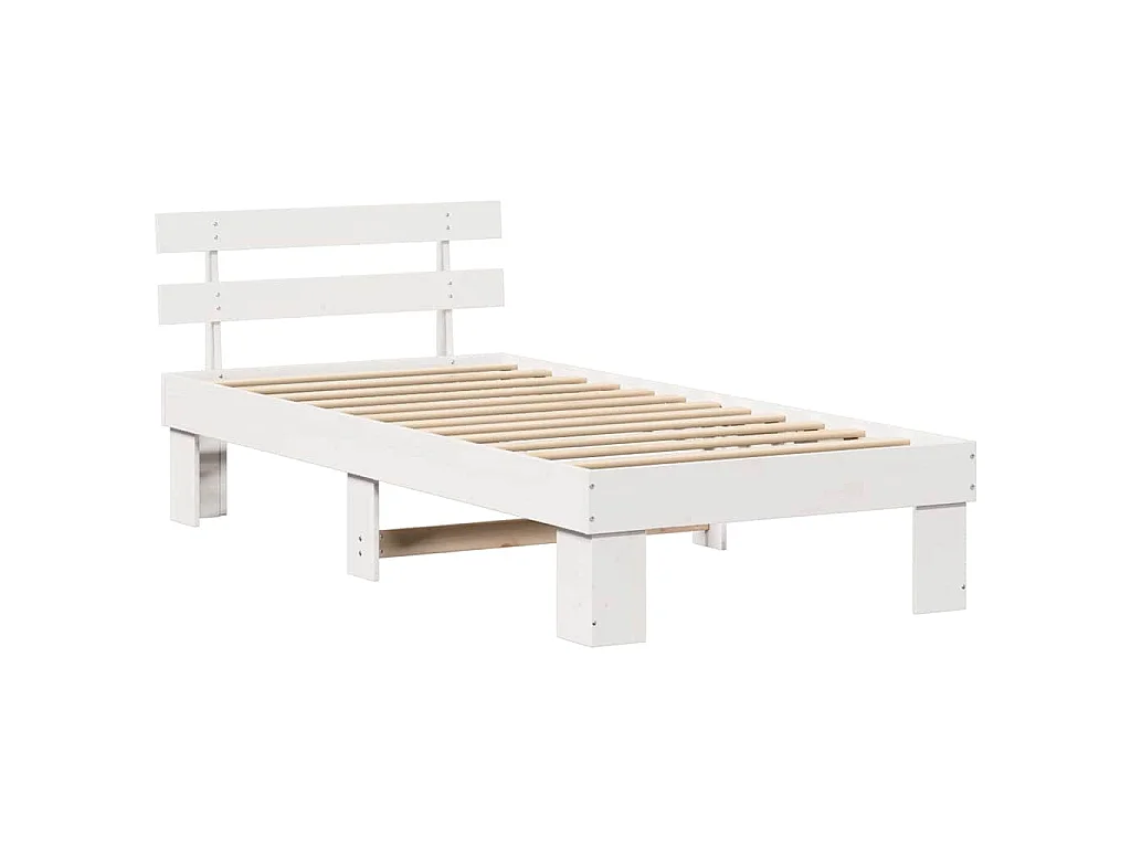 Bedframe met hoofdeinde Wit 80 x 200 cm Massief grenenhout