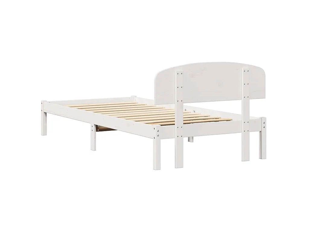 Bedframe met hoofdeinde Wit 75 x 190 cm Massief grenenhout