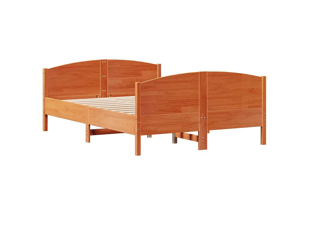 Massivholzbett ohne Matratze Wachsbraun 140x200 cm Kiefernholz