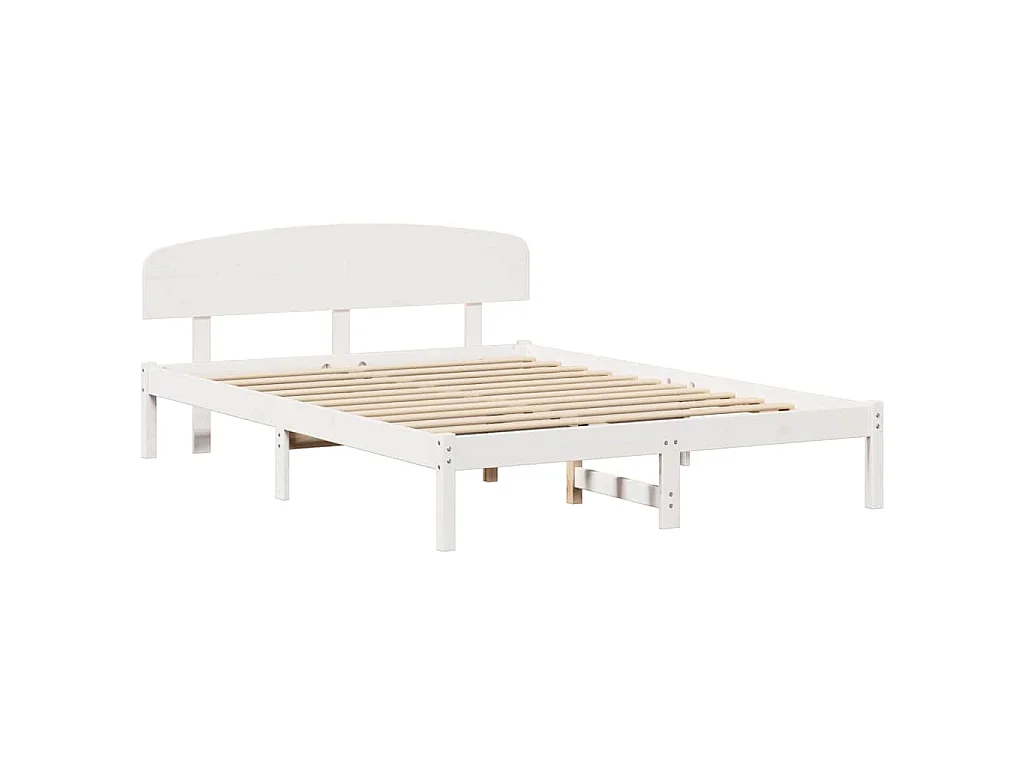 Cadre de lit avec tête de lit Blanc 160 x 200 cm Pin massif