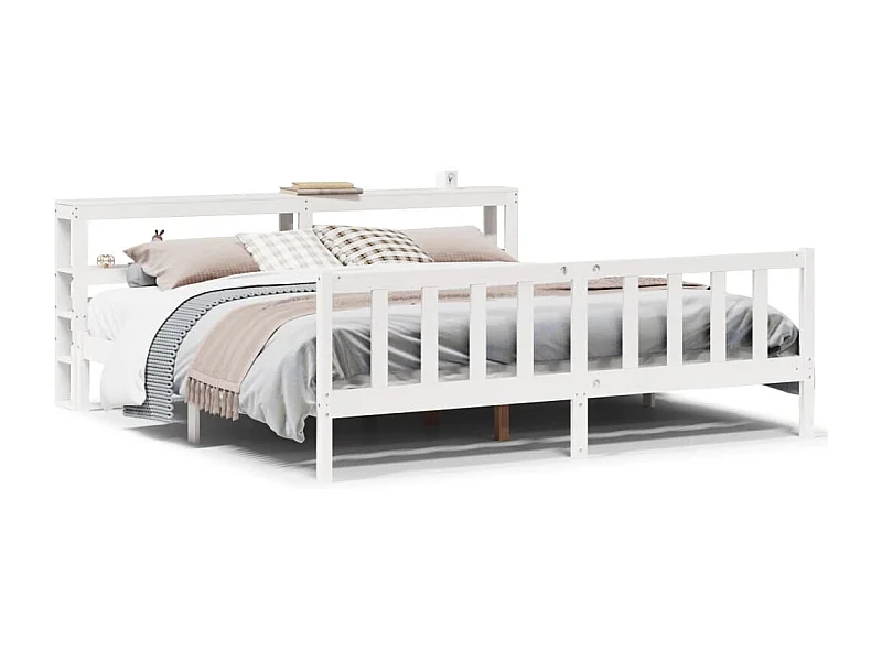 Cadre de lit sans matelas blanc 180x200 cm bois massif de pin