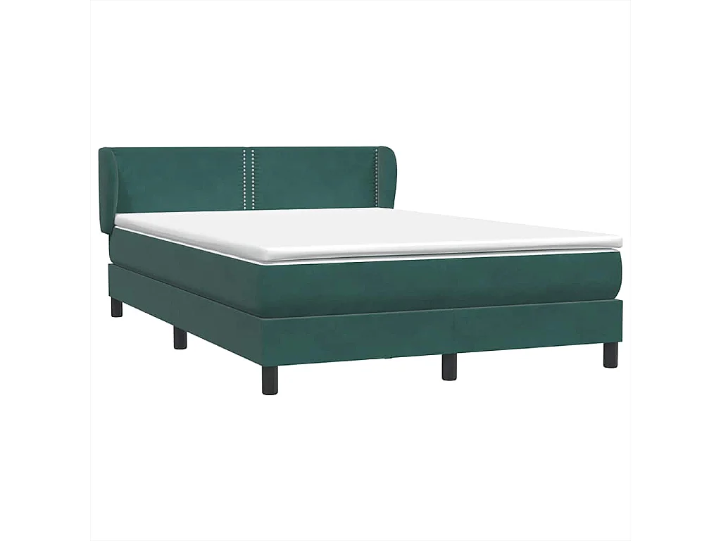 Giroletto a Molle con Materasso Verde Scuro 140x210 cm Velluto