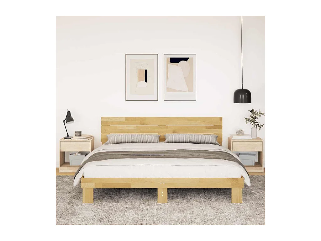 Cadre de lit avec tête de lit sans matelas 200 x 200 cm