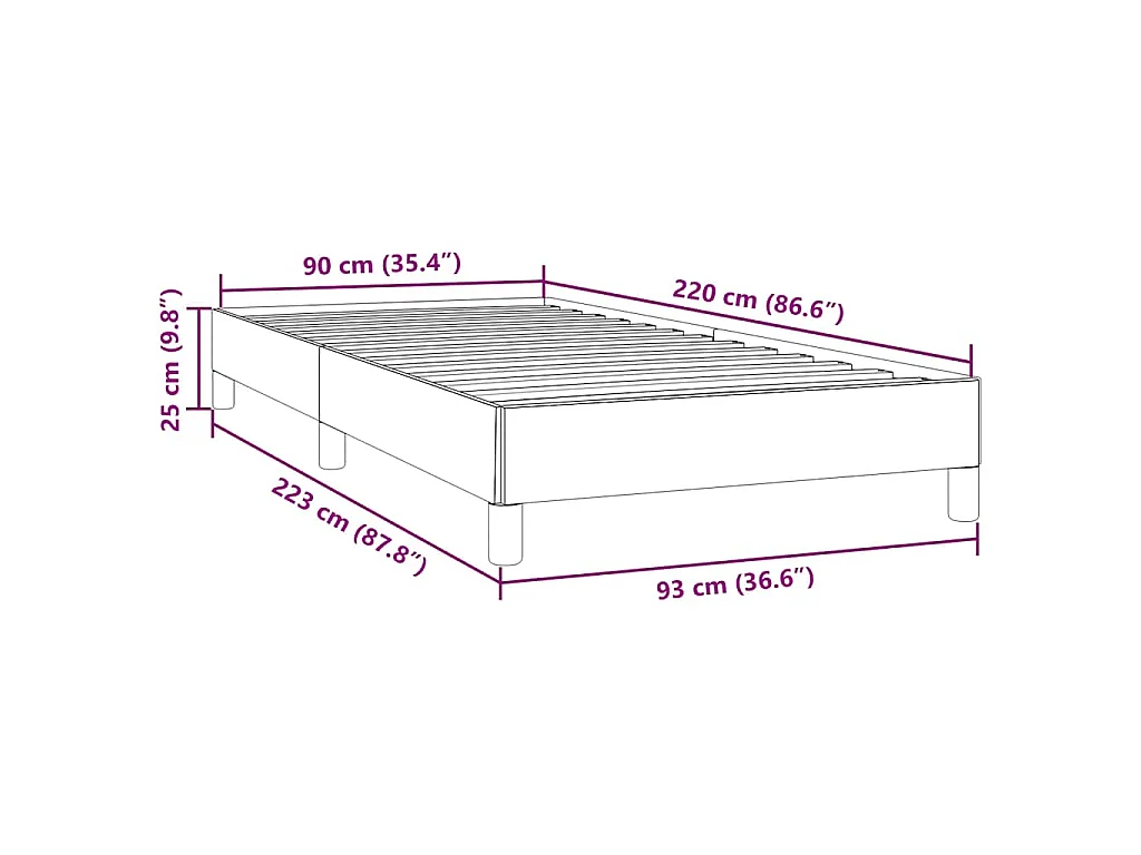 Bettgestell ohne Matratze Hellgrau 90x220 cm Samt