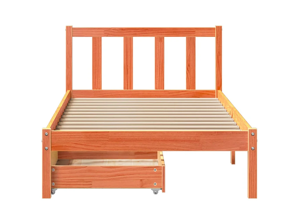 Bedframe zonder matras massief grenenhout wasbruin 100x200 cm