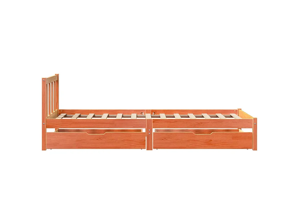 Bedframe zonder matras massief grenenhout wasbruin 100x200 cm