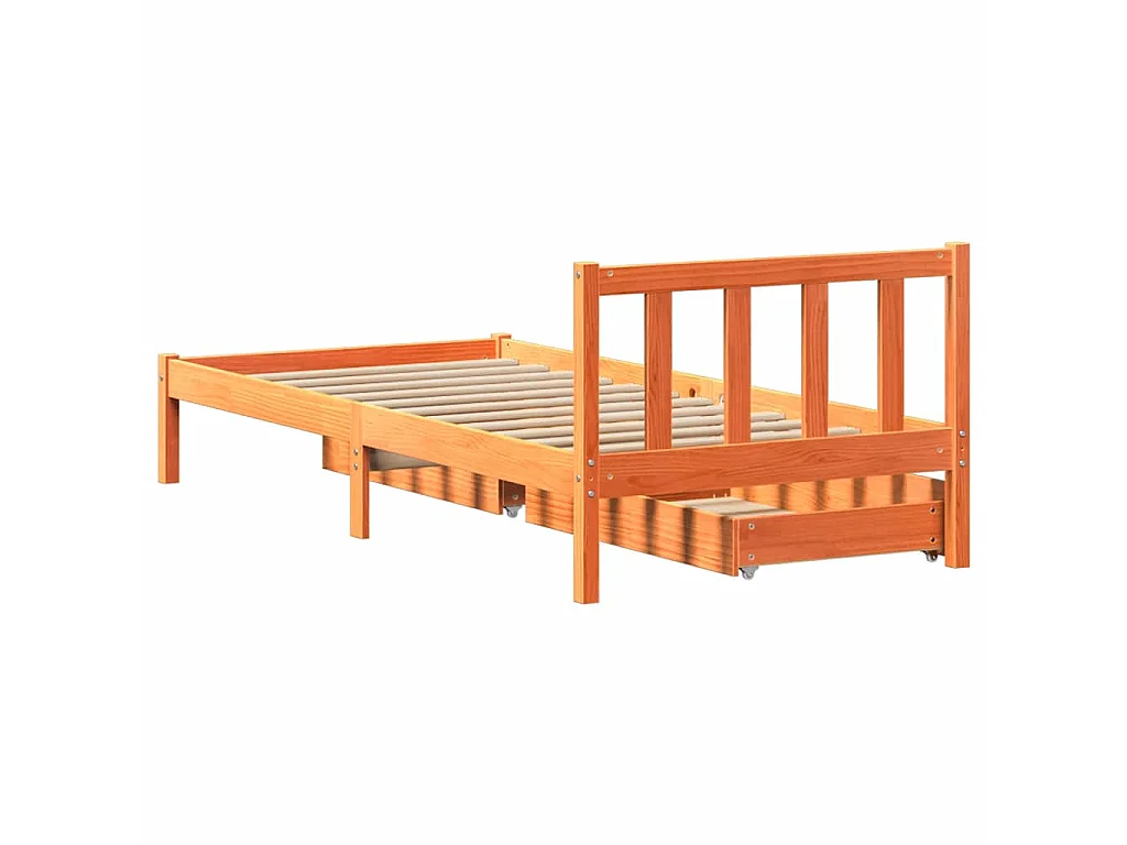Bedframe zonder matras massief grenenhout wasbruin 100x200 cm