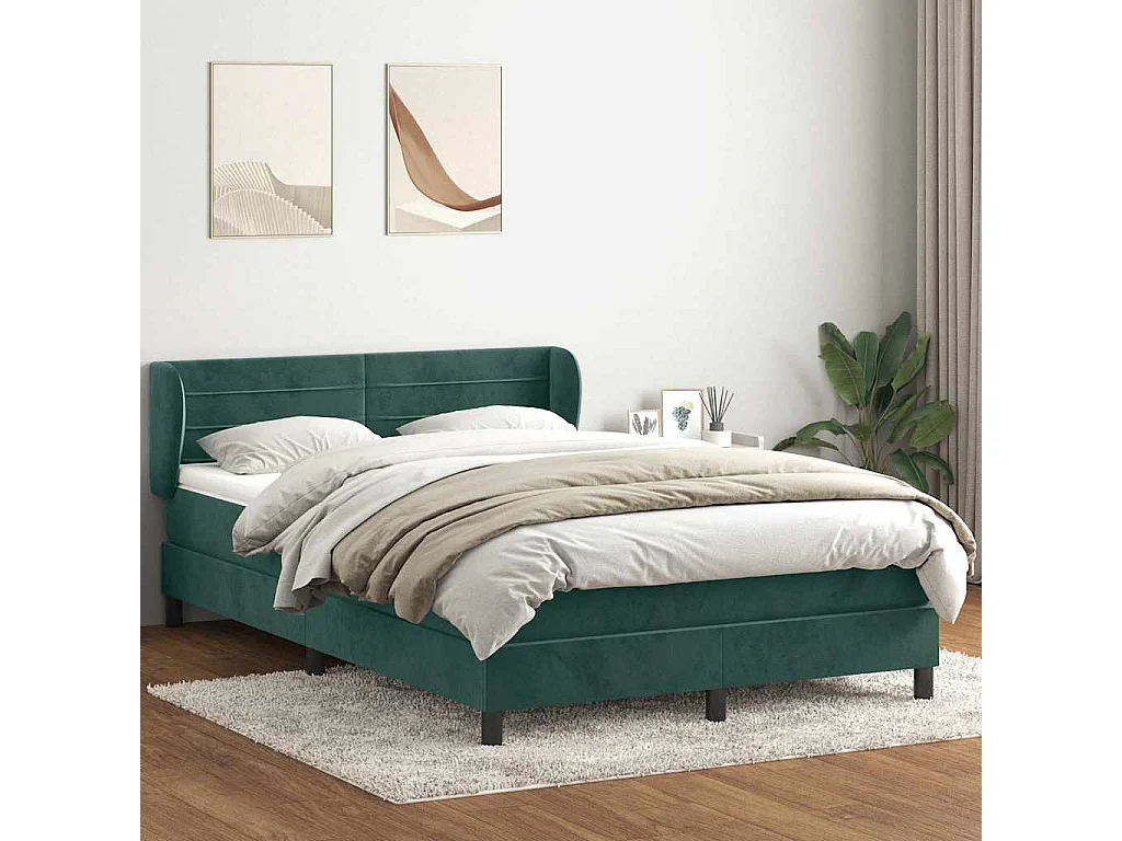Boxspringbett mit Matratze Dunkelgrün 140x210 cm Samt