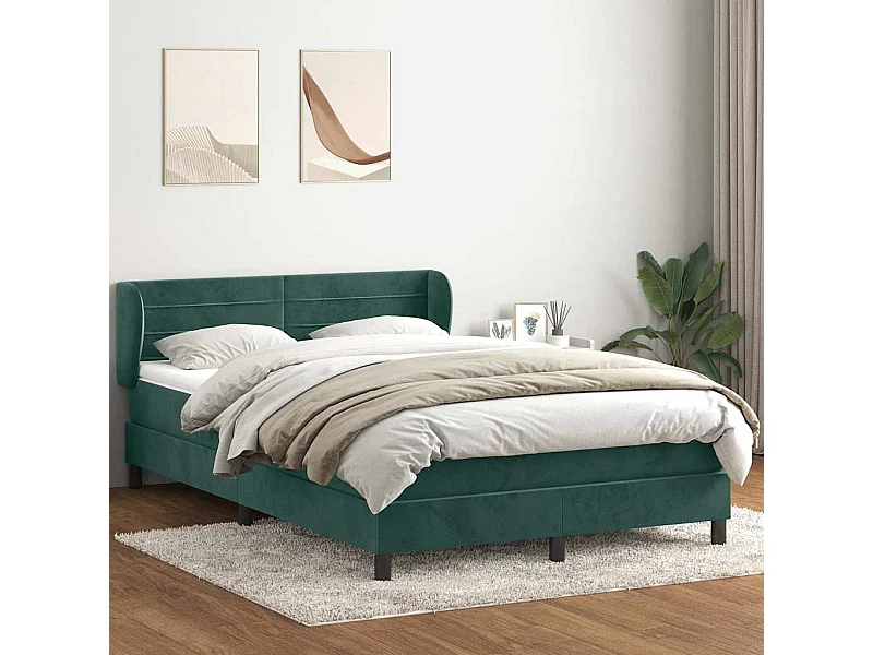 Boxspringbett mit Matratze Dunkelgrün 140x210 cm Samt