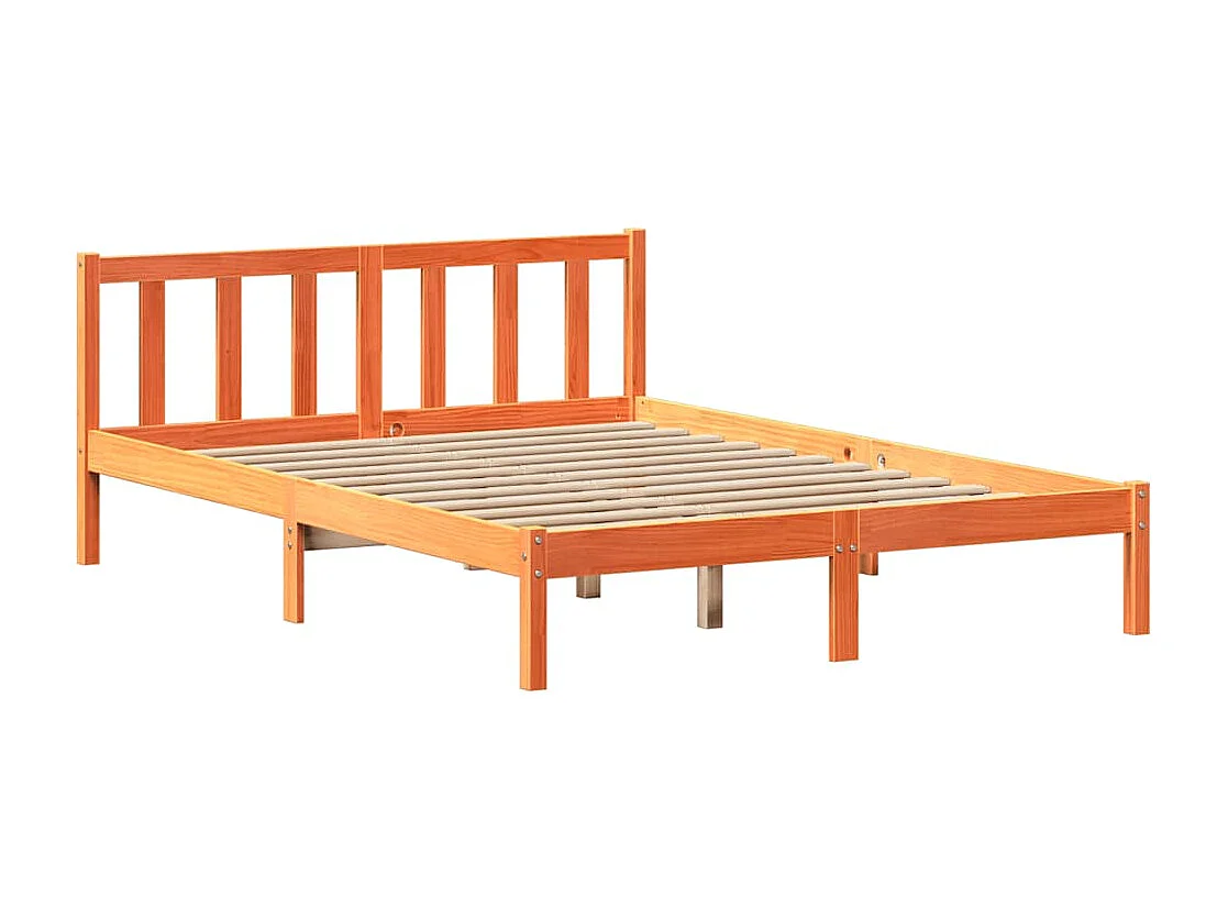 Bedframe zonder matras massief grenenhout wasbruin 140x200 cm
