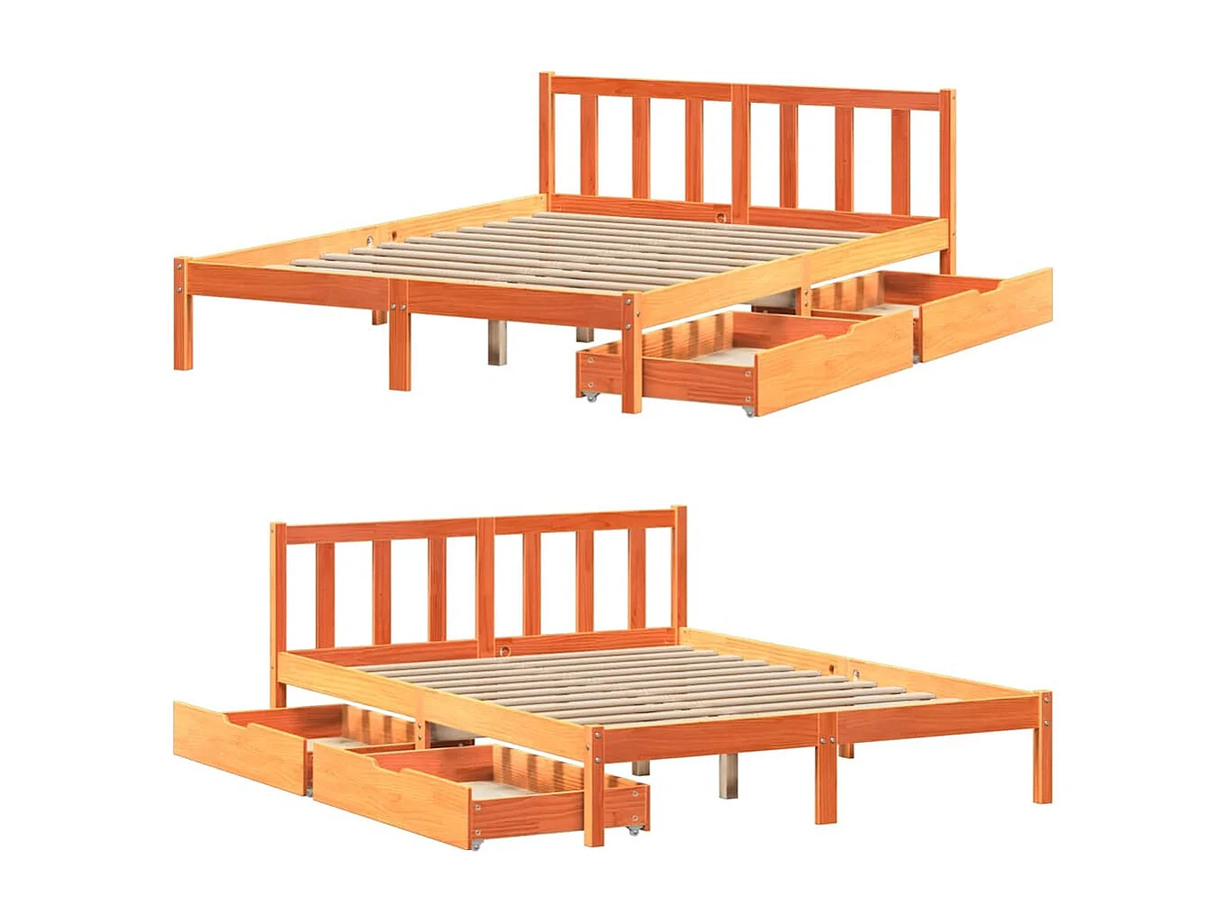 Bedframe zonder matras massief grenenhout wasbruin 140x200 cm