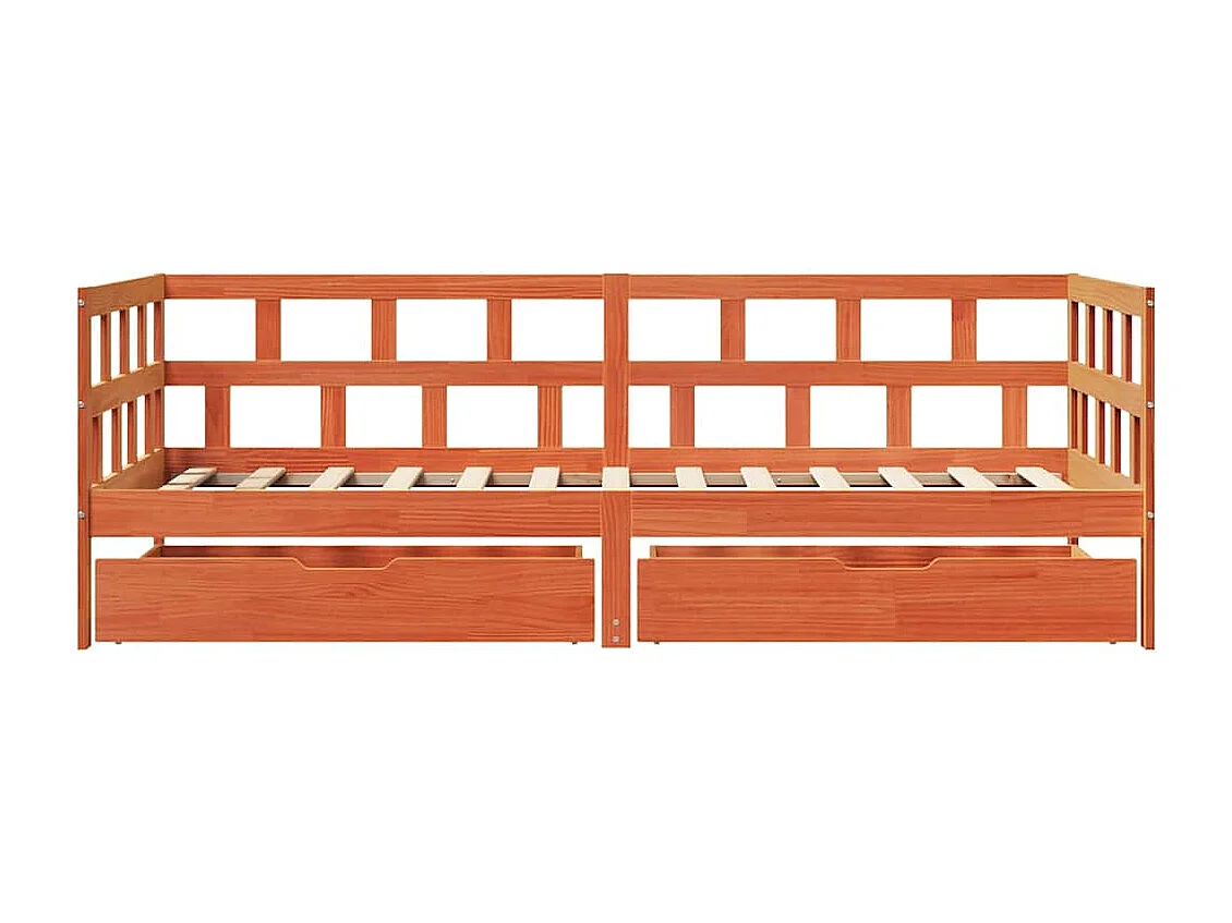 Slaapbank met lades 80x200 cm massief grenenhout wasbruin