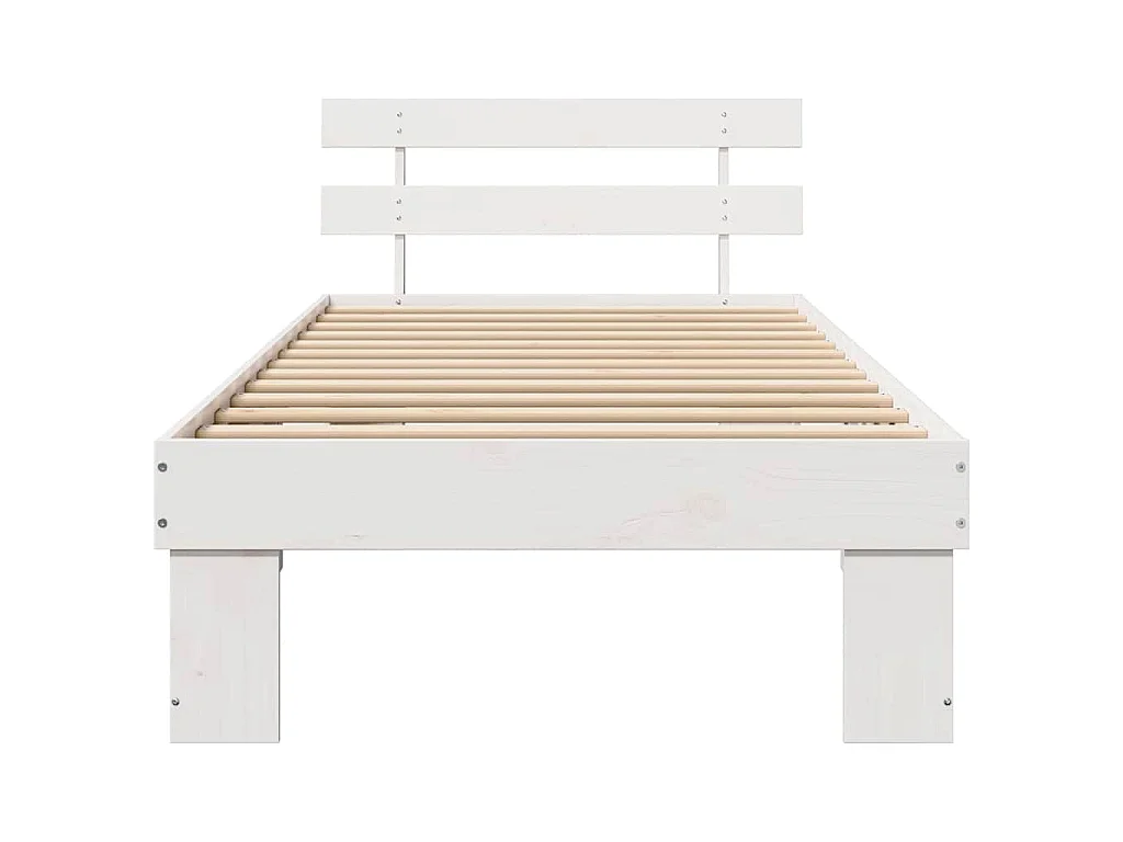 Bedframe met hoofdeinde Wit 75 x 190 cm Massief grenenhout