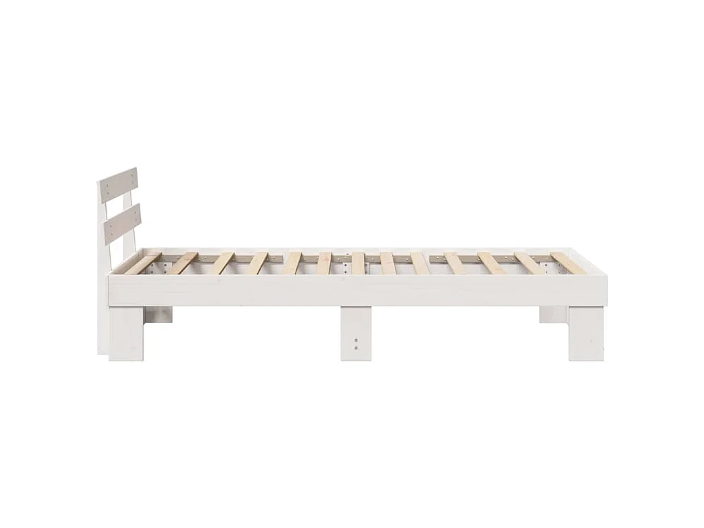 Bedframe met hoofdeinde Wit 75 x 190 cm Massief grenenhout