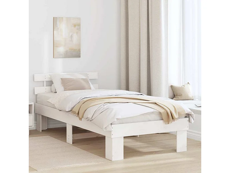 Estrutura da Cama Branco 75 x 190 cm Madeira de Pinheiro Sólida