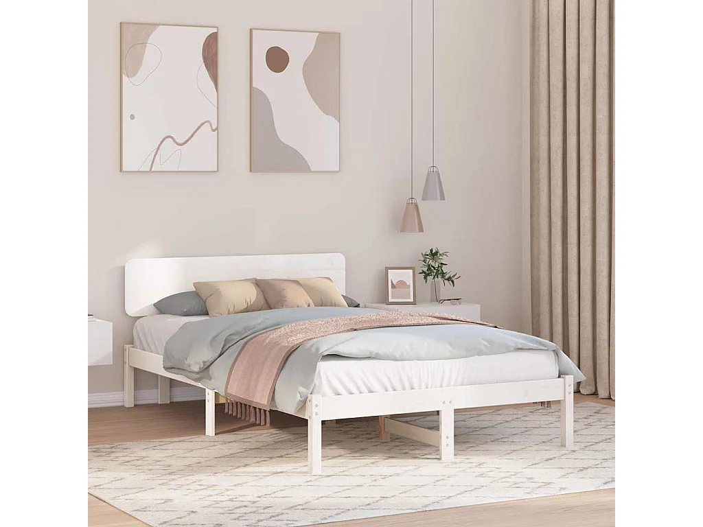 Estrutura da Cama com cabeceira Branco 135 x 190 cm