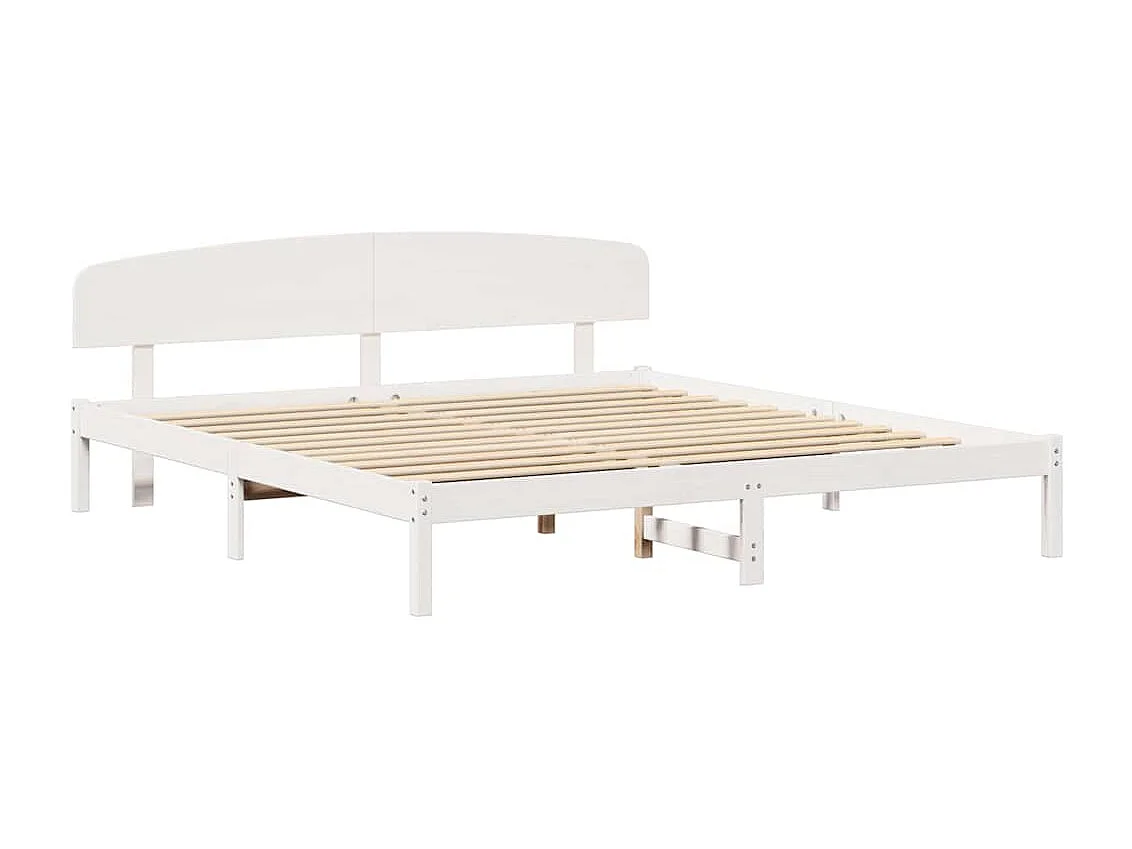 Cadre de lit avec tête de lit Blanc 180 x 200 cm Pin massif