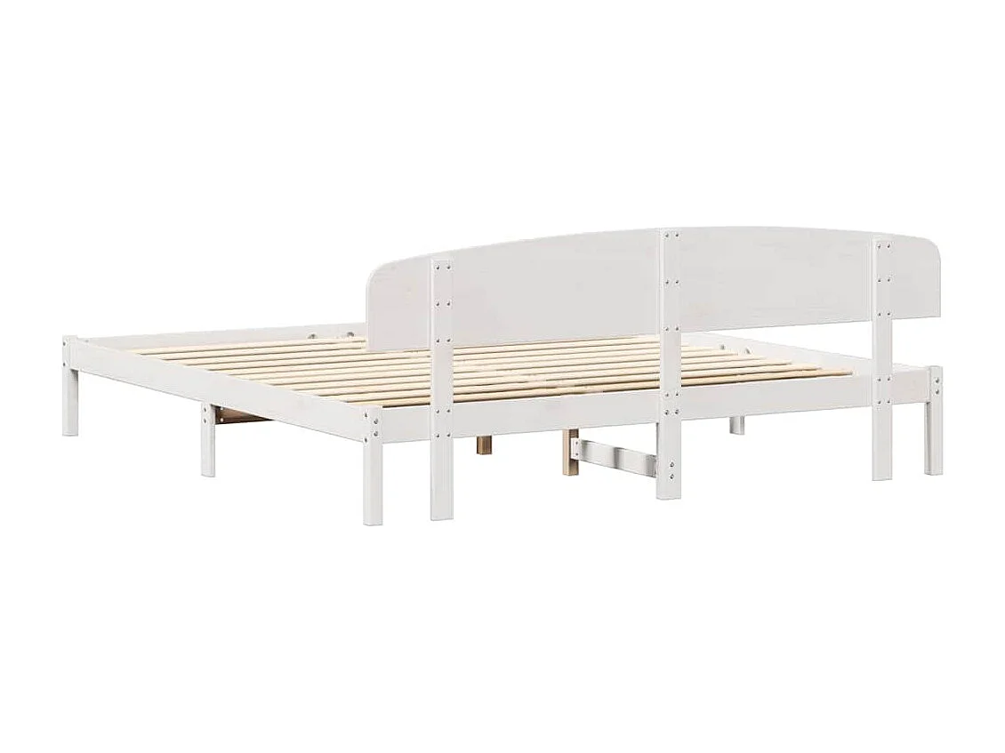 Cadre de lit avec tête de lit Blanc 180 x 200 cm Pin massif