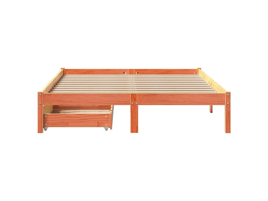 Cadre de lit sans matelas cire marron 160x200cm bois pin massif