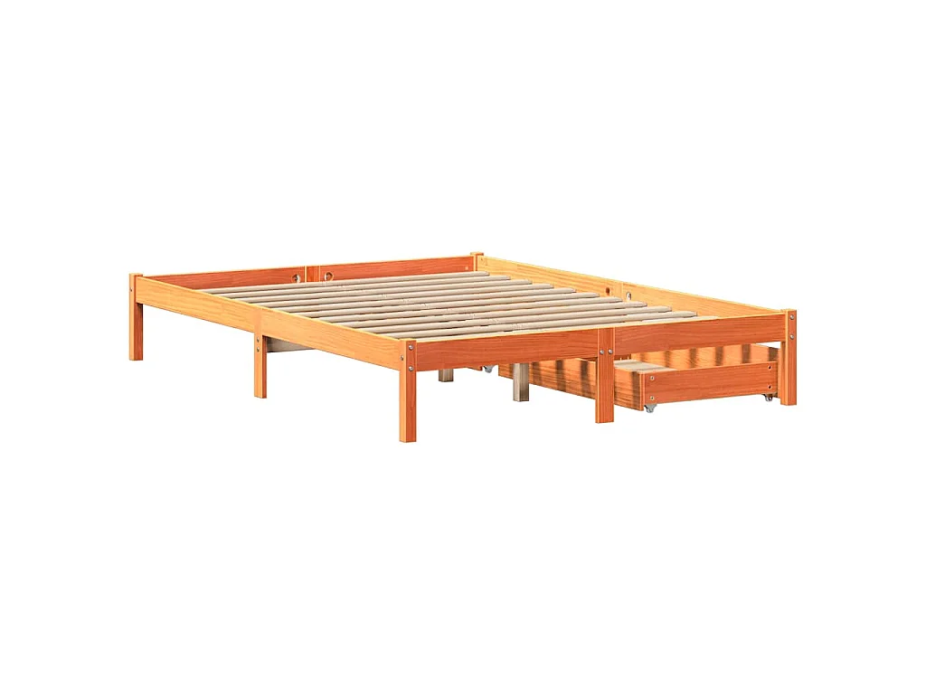 Cadre de lit sans matelas cire marron 160x200cm bois pin massif