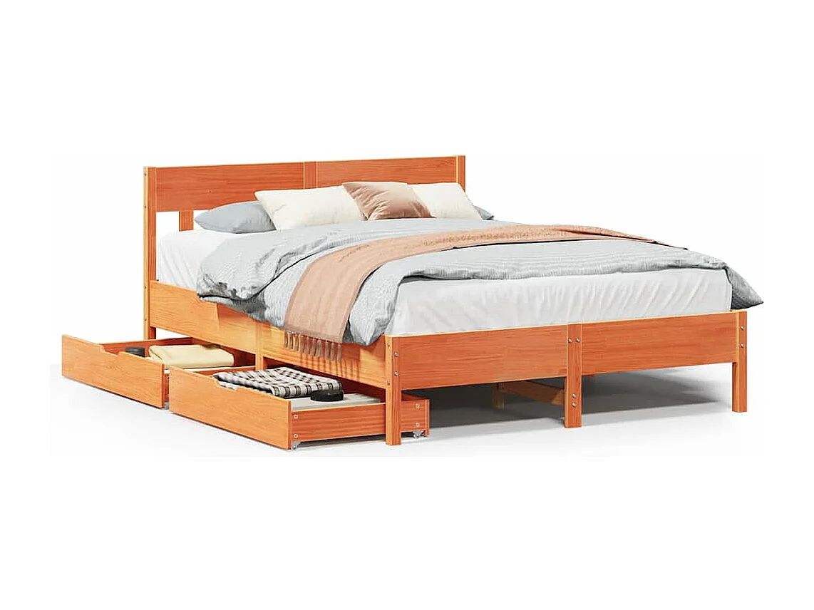 Massivholzbett ohne Matratze Wachsbraun 160x200 Kiefernholz