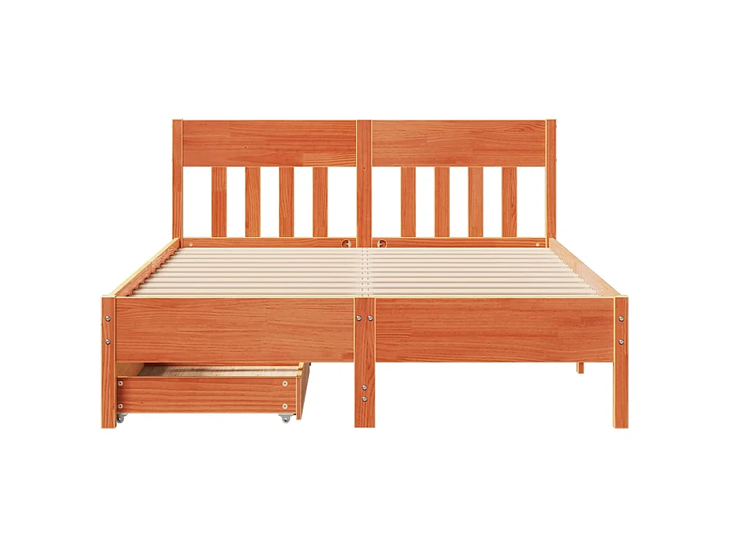 Cadre de lit sans matelas cire marron 160x200cm bois pin massif