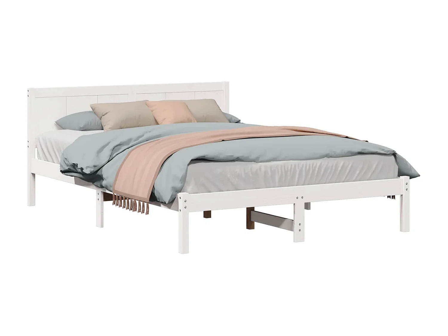 Cadre de lit Blanc 140 x 200 cm Bois de pin massif