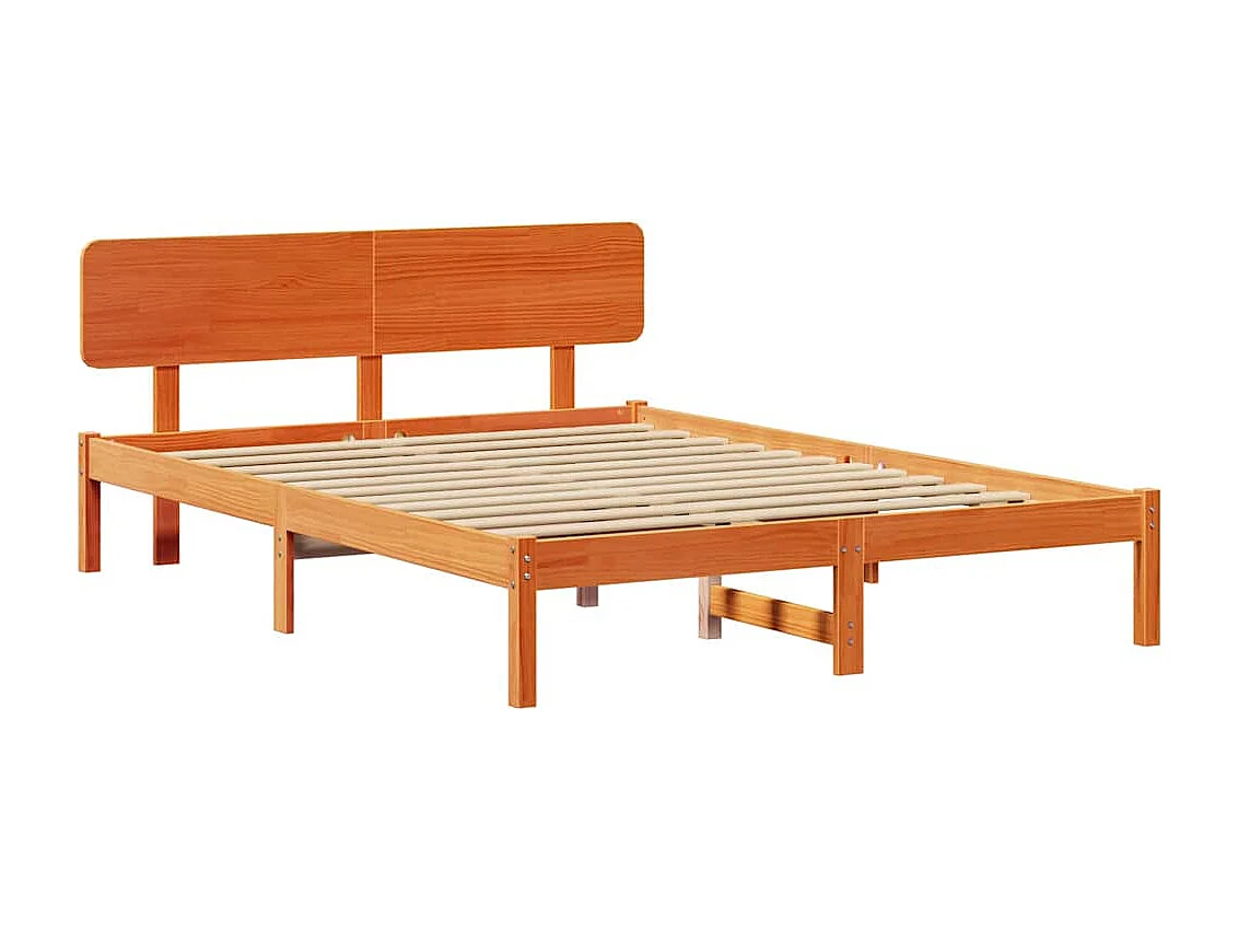 Estructura de cama con cabecera Marrón cera 200 x 200 cm