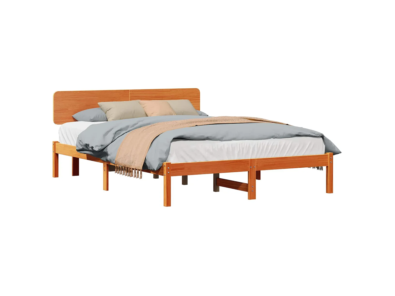 Struttura del letto Marrone cerato 200 x 200 cm Pino massello