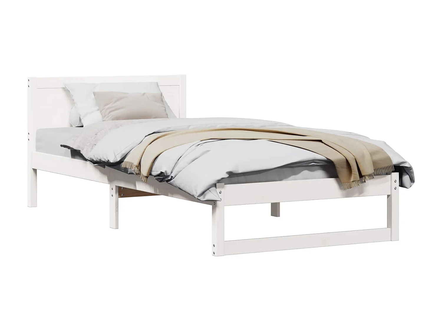 Bettrahmen mit Kopfteil Weiß 80 x 200 cm Massives Kiefernholz