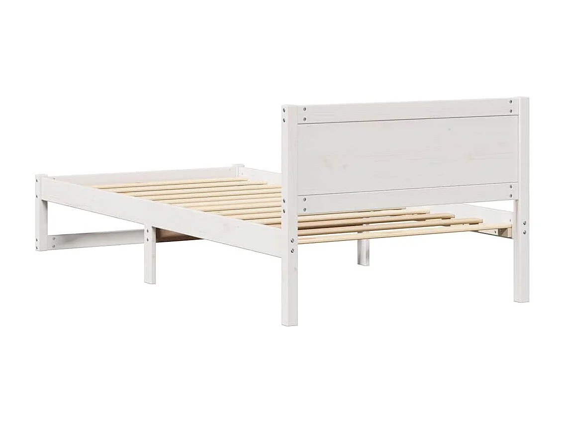 Bettrahmen mit Kopfteil Weiß 80 x 200 cm Massives Kiefernholz