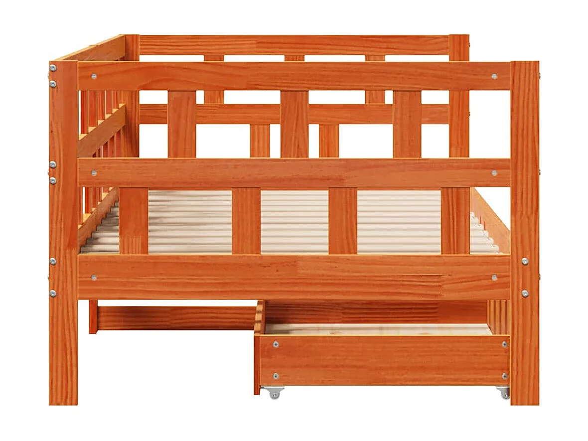 Slaapbank met lades zonder matras 90x200 cm hout wasbruin