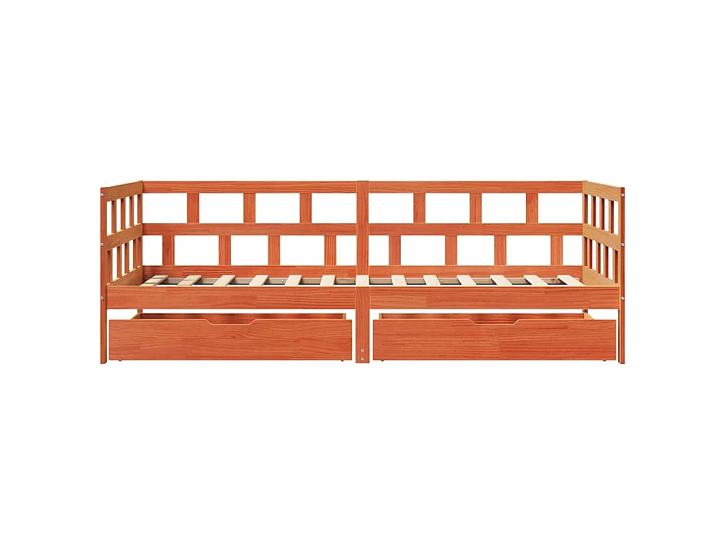 Lit de jour avec tiroirs sans matelas cire marron 90x200cm bois