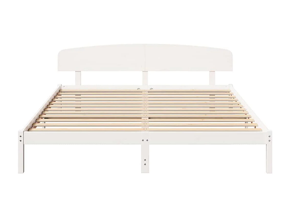 Cadre de lit avec tête de lit Blanc 200 x 200 cm Pin massif