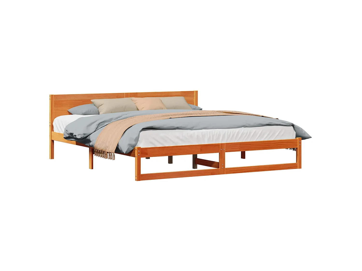 Bettrahmen Wachsbraun 200 x 200 cm Massives Kiefernholz