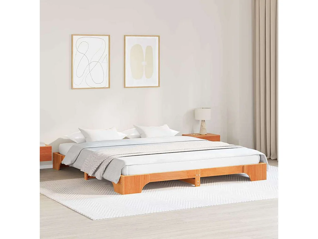 Struttura del letto Marrone cerato 200 x 200 cm Pino massello