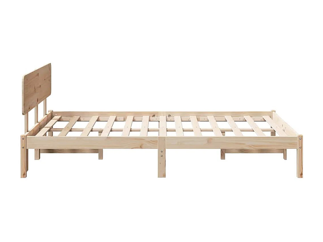 Cadre de lit avec tête de lit Naturel 140 x 190 cm Pin massif