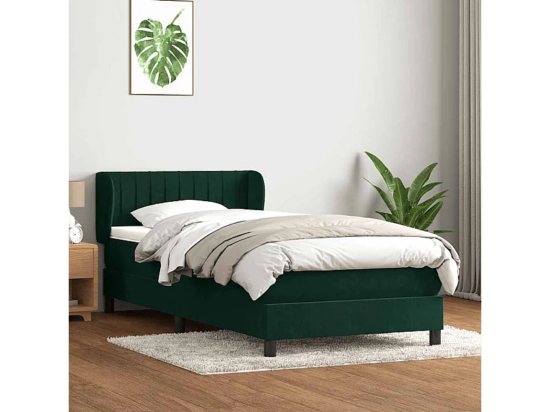 Boxspringbett mit Matratze Dunkelgrün 90x210 cm Samt