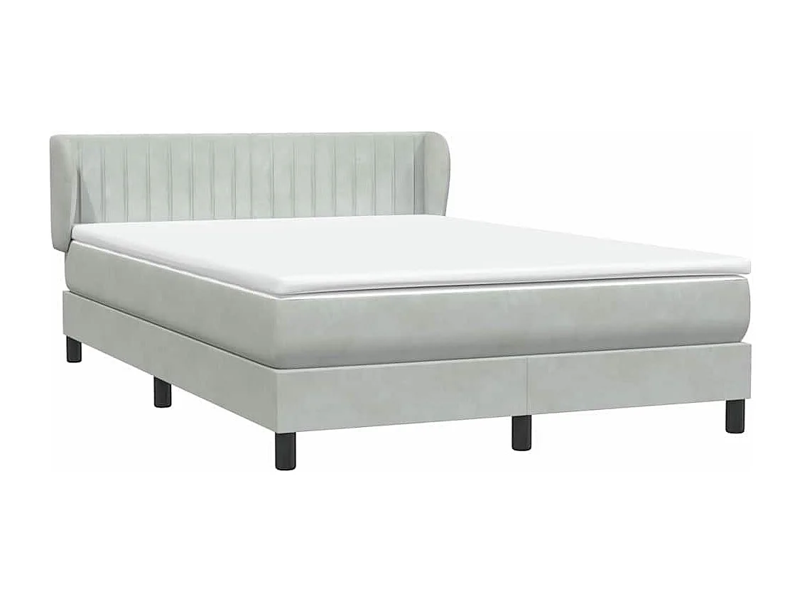 Sommier à lattes de lit et matelas gris clair 140x210cm velours