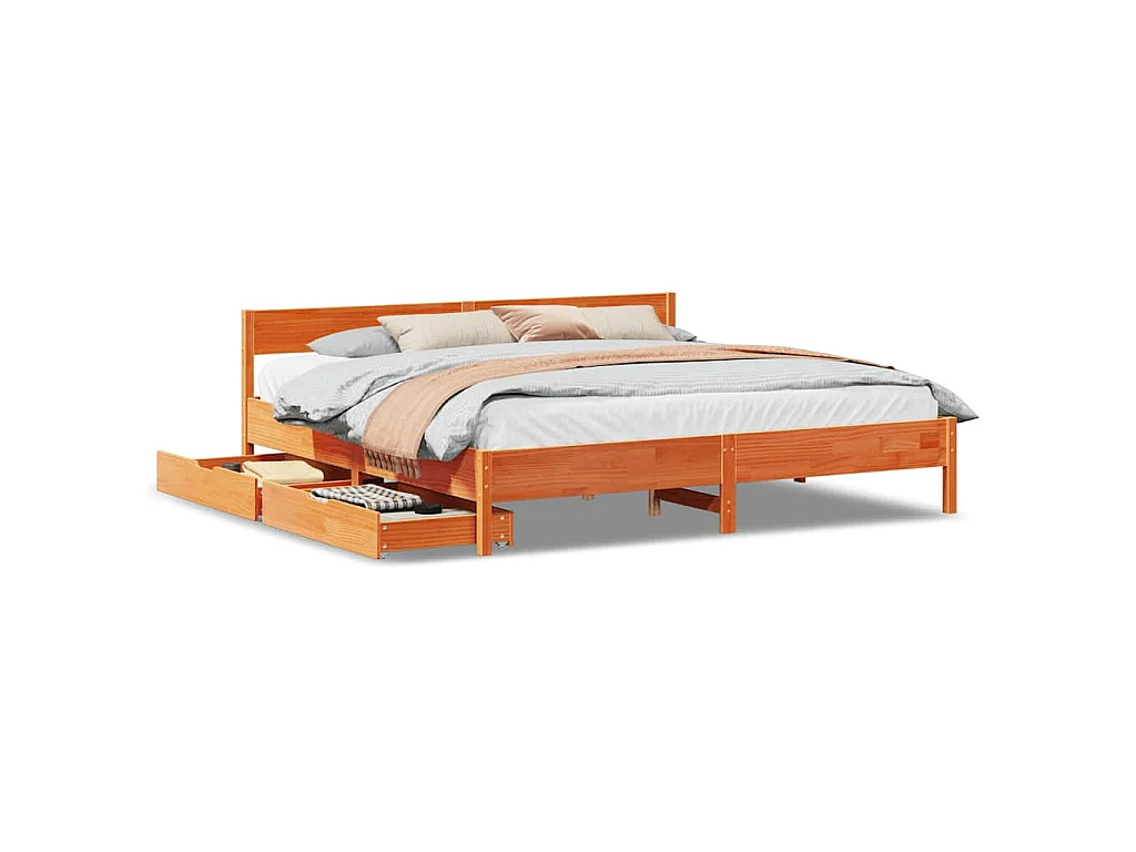 Bedframe zonder matras massief grenenhout wasbruin 160x200 cm
