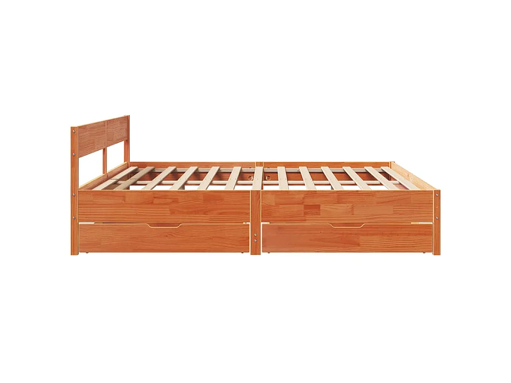 Bedframe zonder matras massief grenenhout wasbruin 160x200 cm