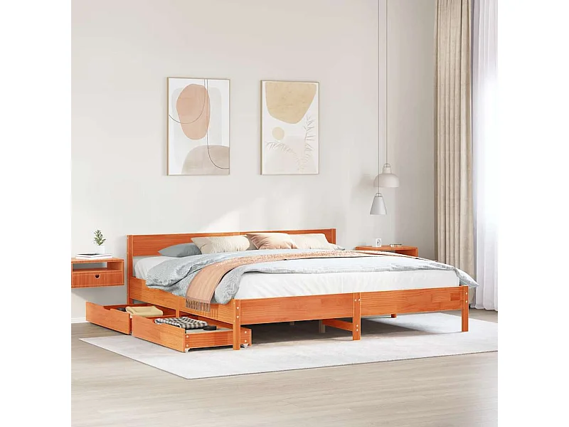 Massivholzbett ohne Matratze Wachsbraun 160x200 Kiefernholz