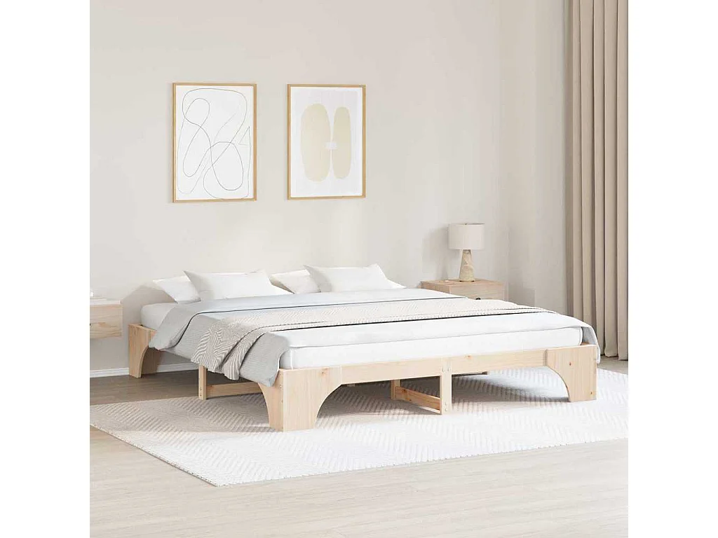 Cadre de lit Naturel 180 x 200 cm Pin massif