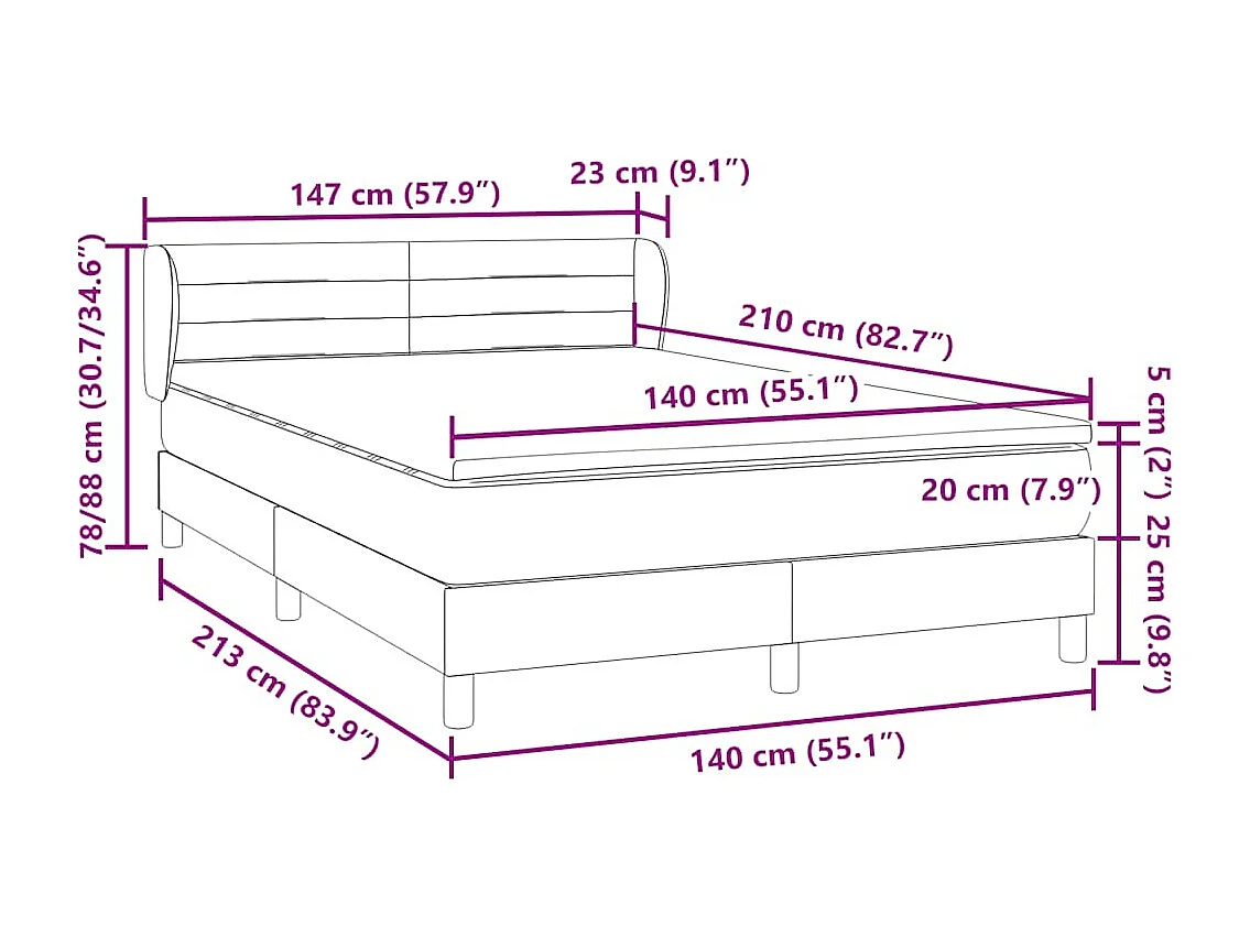 Boxspring met matras fluweel donkergrijs 140x210 cm