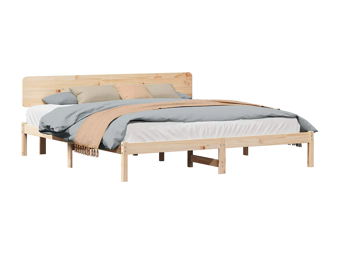 Cadre de lit avec tête de lit Naturel 180 x 200 cm Pin massif