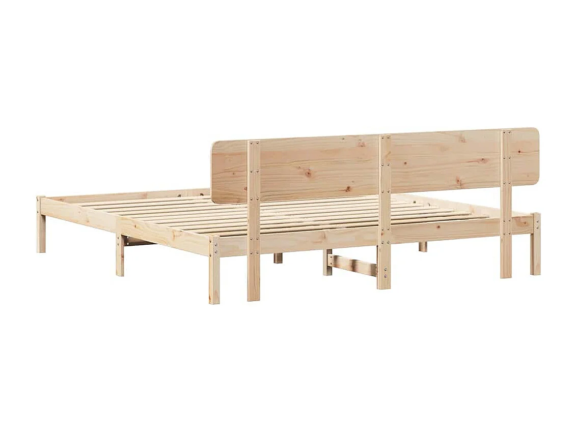 Cadre de lit avec tête de lit Naturel 180 x 200 cm Pin massif