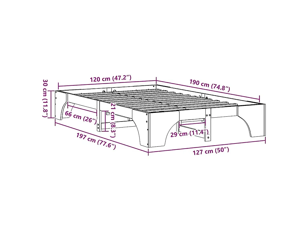 Bedframe Wit 120 x 190 cm Massief grenenhout