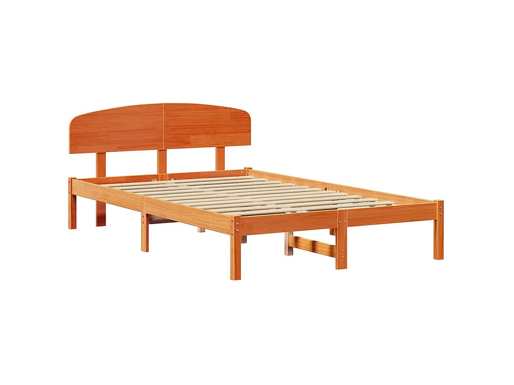 Bettrahmen Wachsbraun 135 x 190 cm Massives Kiefernholz