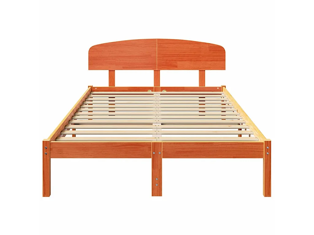 Bettrahmen Wachsbraun 135 x 190 cm Massives Kiefernholz