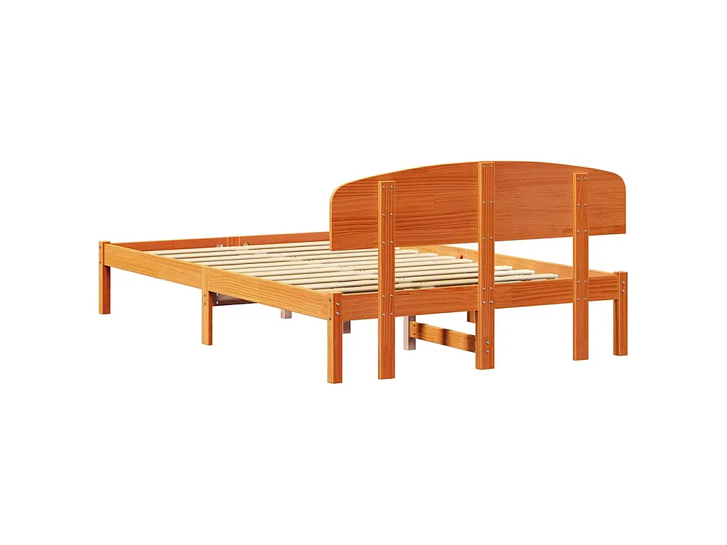 Bettrahmen Wachsbraun 135 x 190 cm Massives Kiefernholz